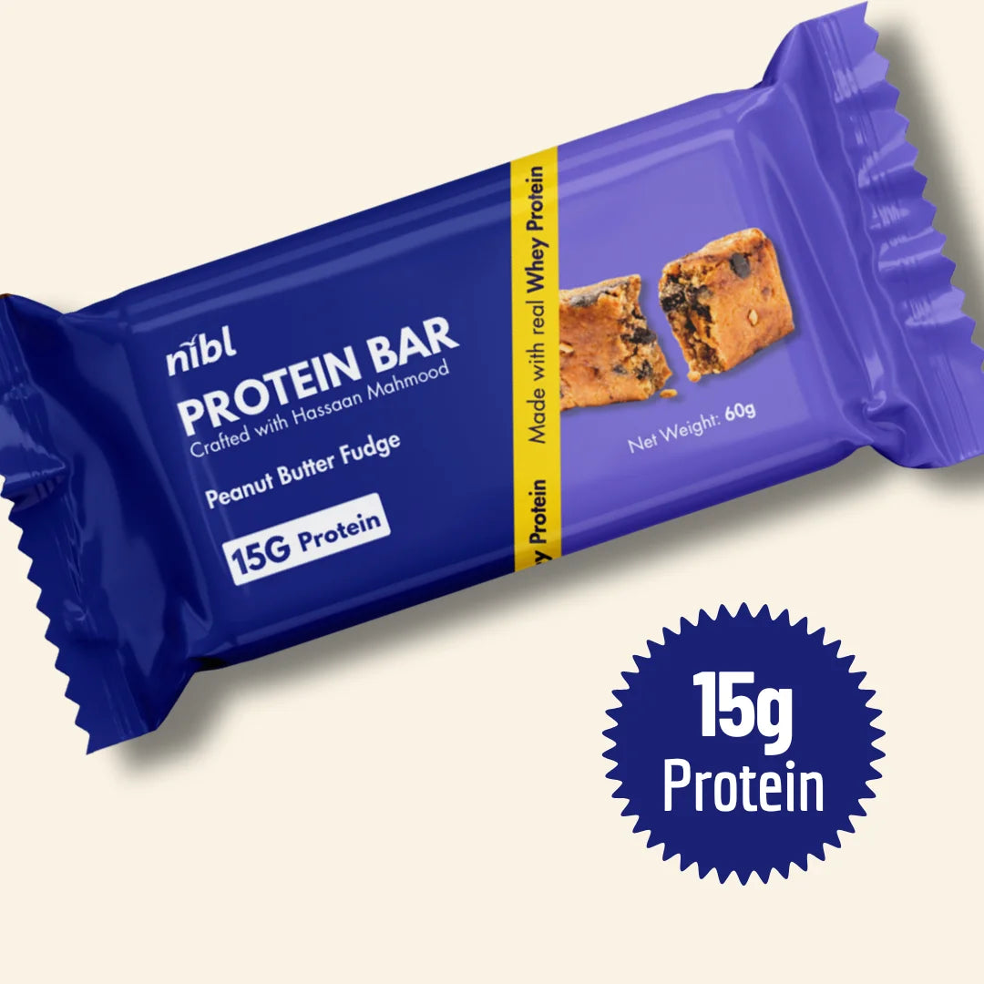 Nibl Peanut Butter Fudge Protein Bar close-up – no artificial colours, no palm oil