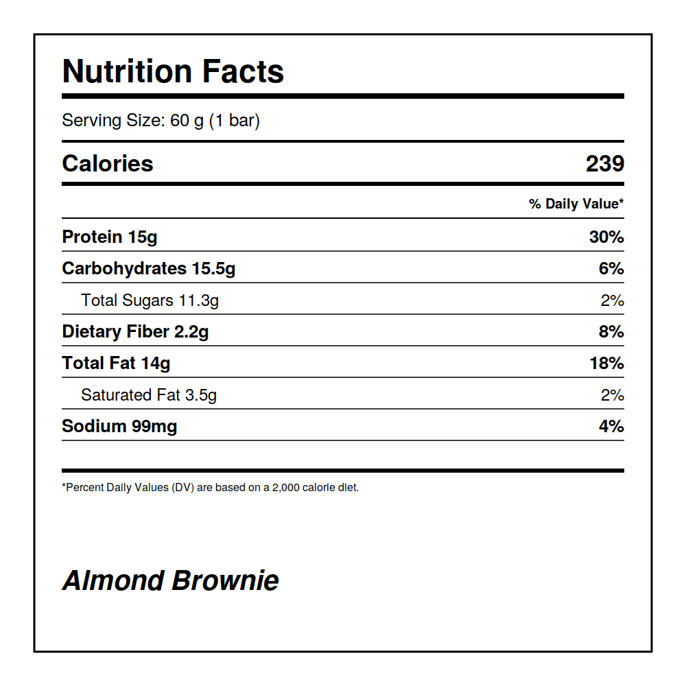 Almond Brownie Protein Bar – 15g Protein