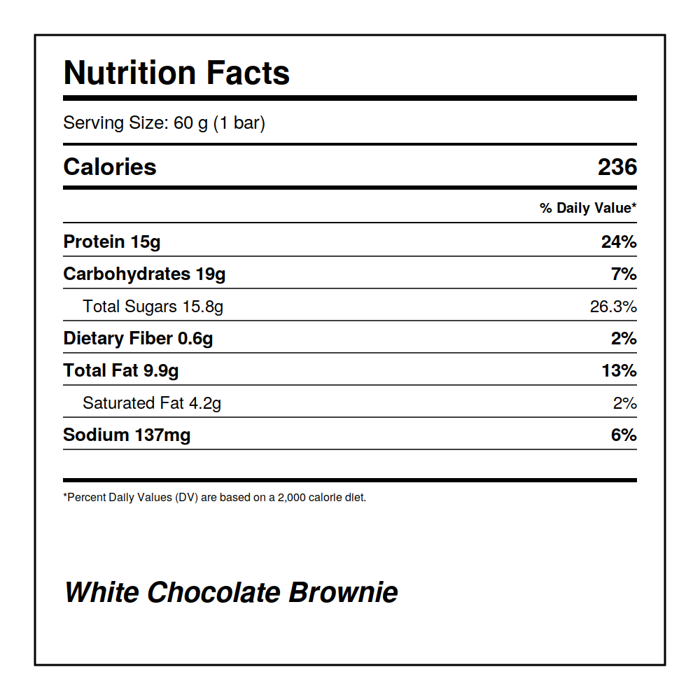 White Chocolate Brownie Protein Bar - 15g Protein