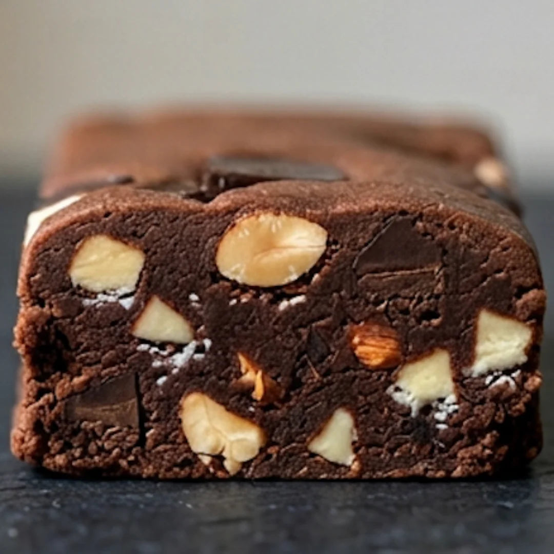 Nibl Almond Brownie Protein Bar lifestyle shot – healthy snack bar Pakistan