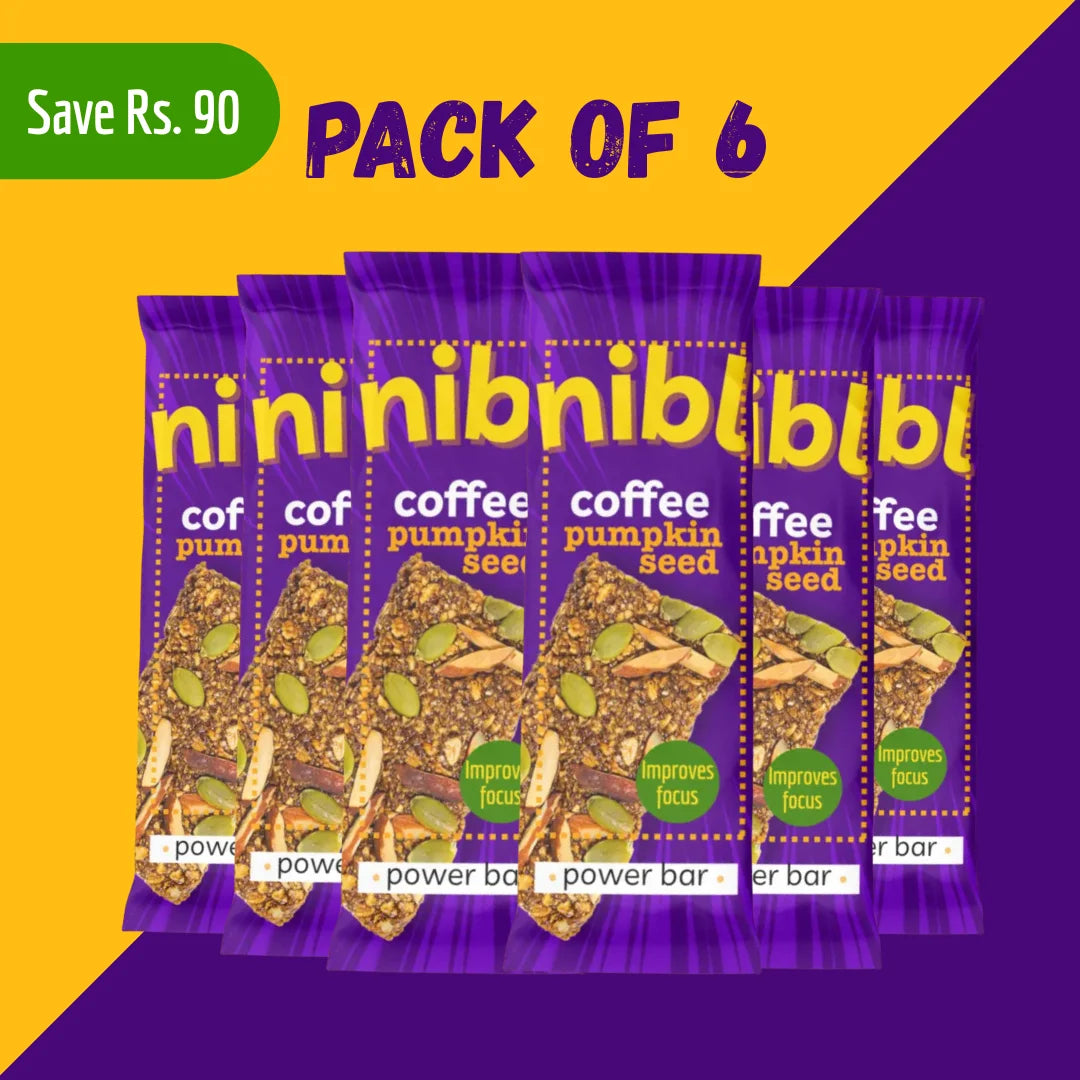 Nibl Coffee Pumpkin Seed Granola Bar ingredients – real coffee, pumpkin seeds, oats
