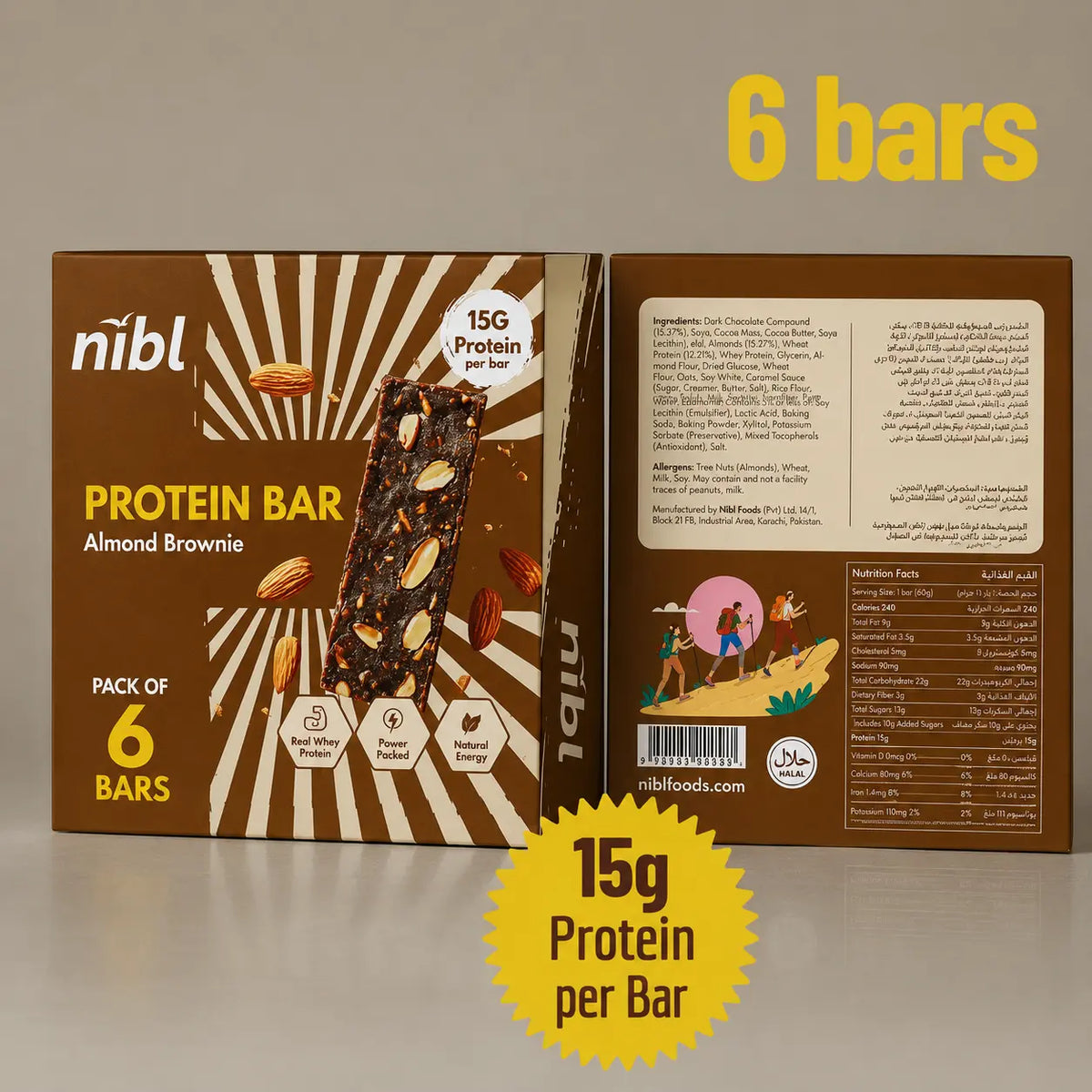 Almond Brownie Protein Bar – 15g Protein