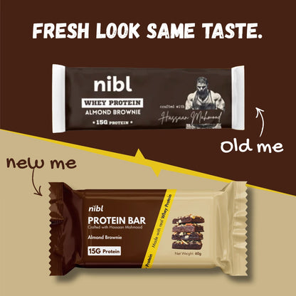 Almond Brownie Protein Bar showing almond pieces – Nibl Pakistan