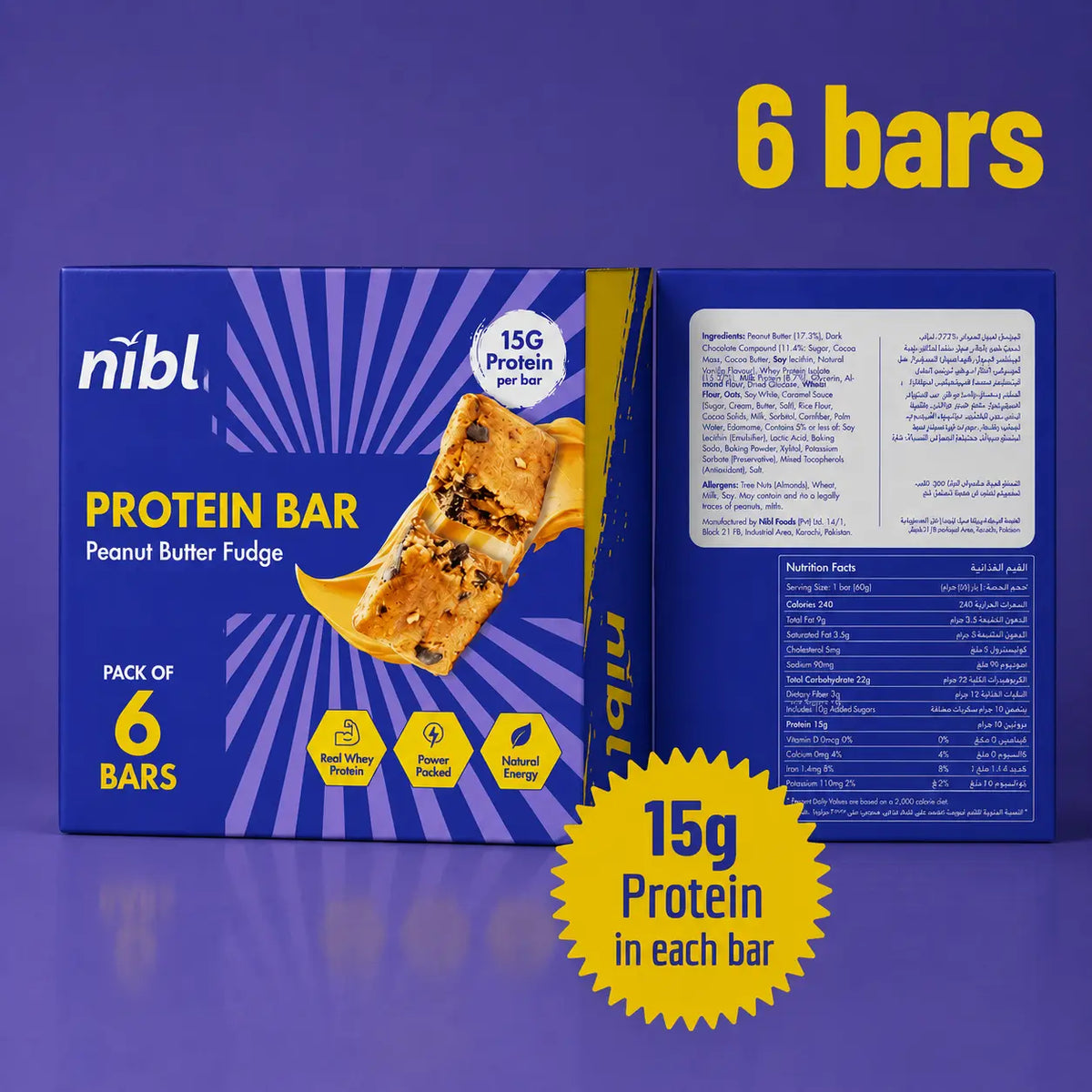 Peanut Butter Fudge Protein Bar – 15g Protein