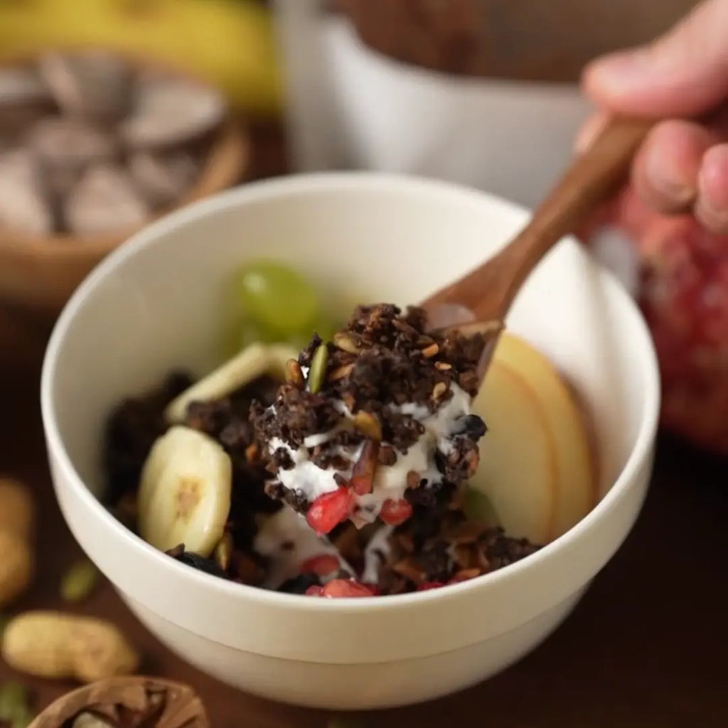 Nibl Chocolate Fruit Nut Granola bag packaging – wholesome morning energy