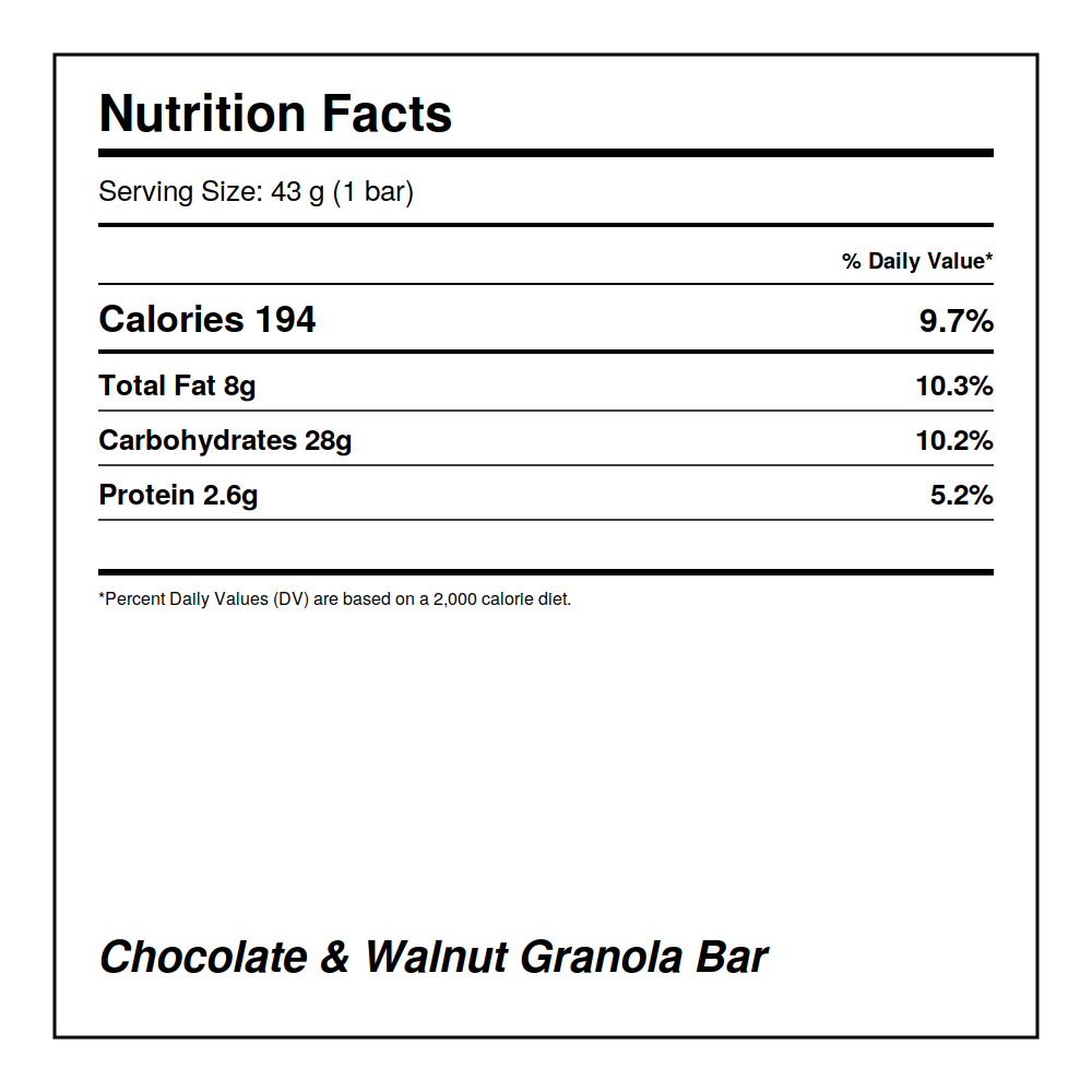 Chocolate & Walnut Granola Bar – Omega-3 Rich