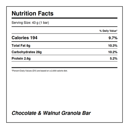 Chocolate & Walnut Granola Bar – Omega-3 Rich