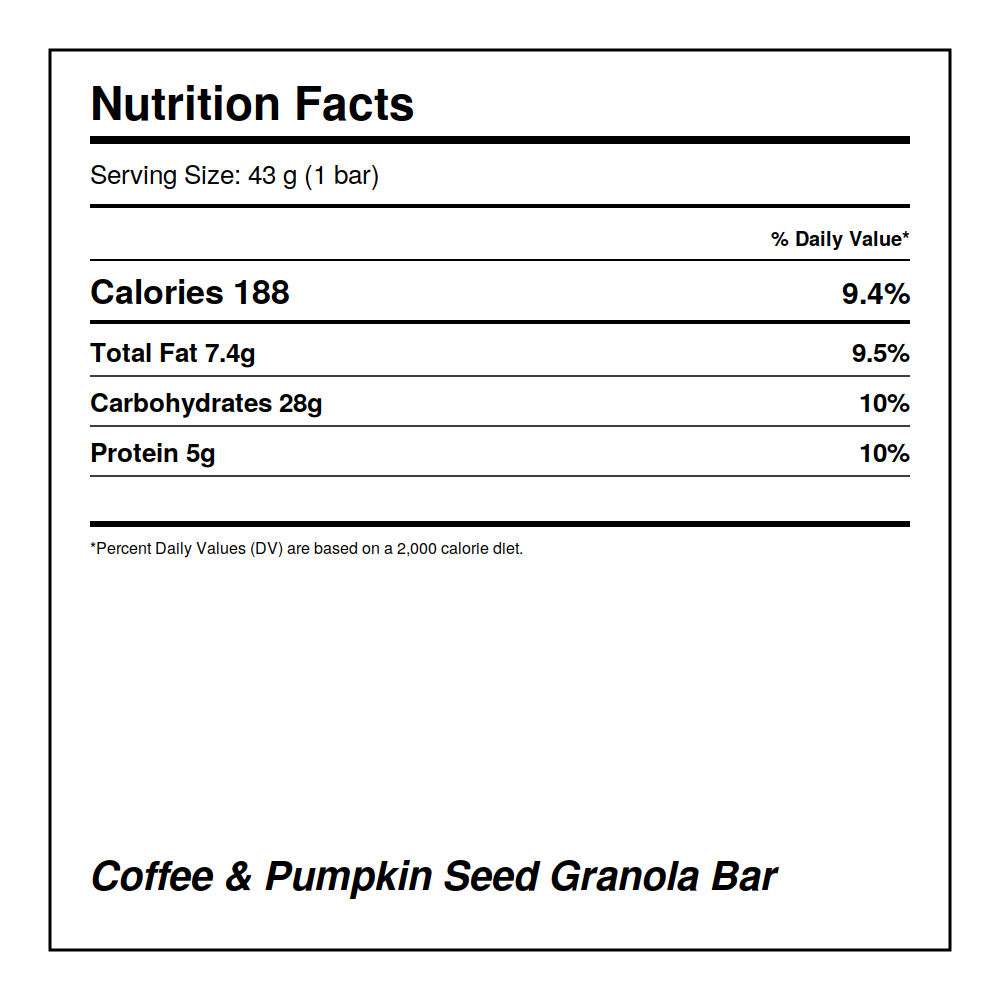 Coffee & Pumpkin Seed Granola Bar – For Focus & Energy