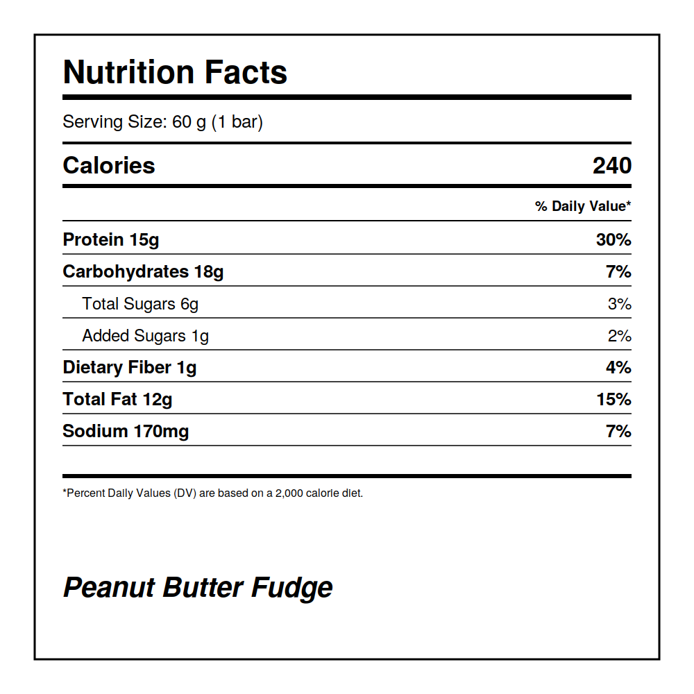 Peanut Butter Fudge Protein Bar – 15g Protein